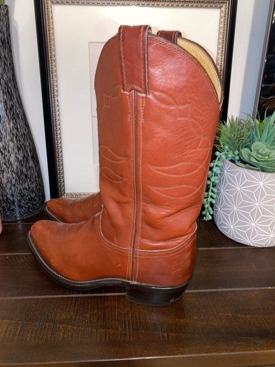 Vintage Justin Boots Brown Leather Western Cowboy Boots Size 8.5B Made In USA - Picture 8 of 15